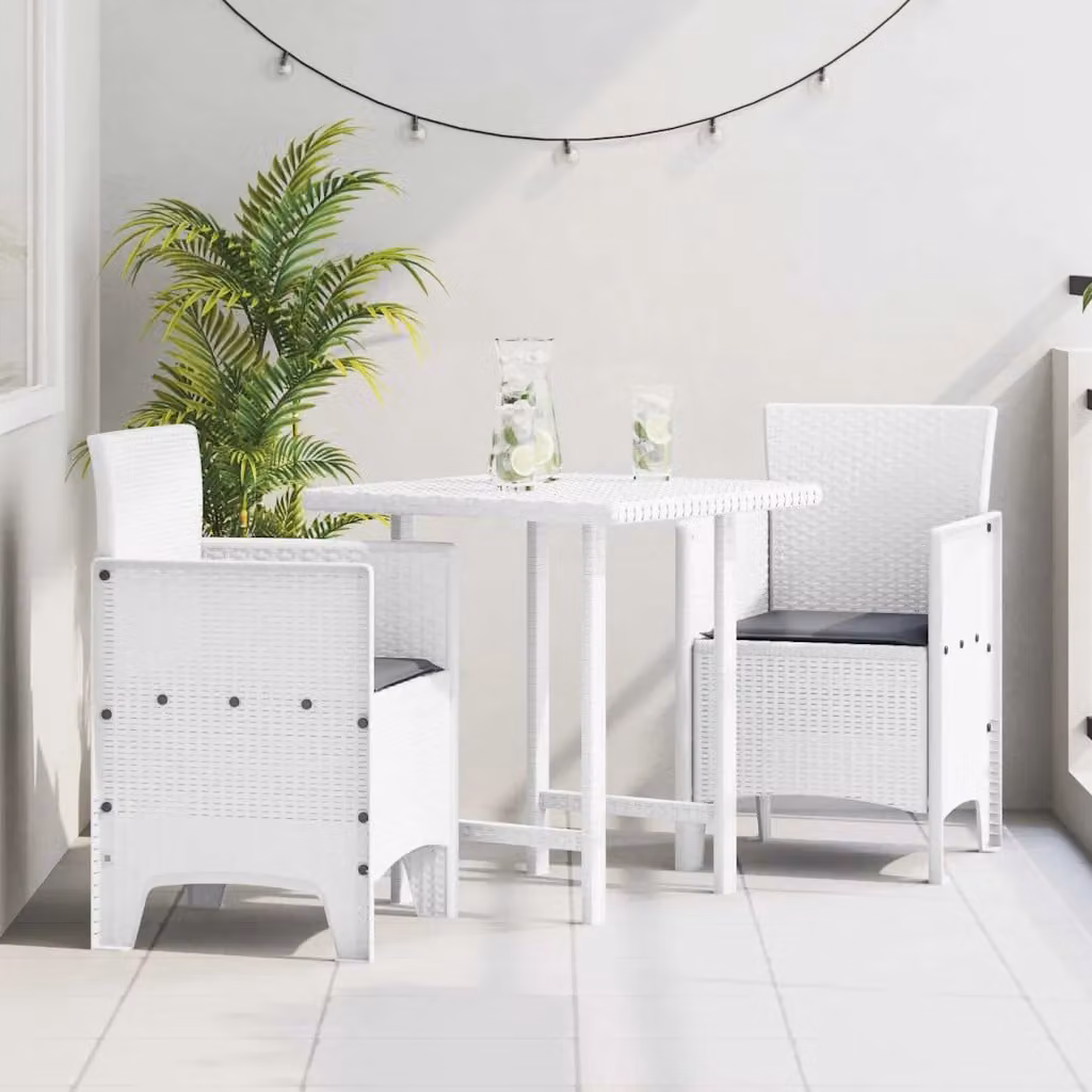 Set di 2 sedie da giardino vidaXL bianche in plastica resistente alle intemperie con braccioli