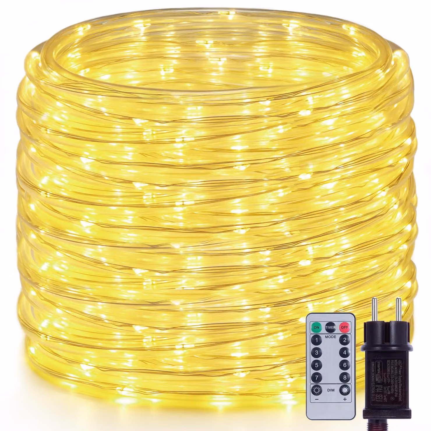 Lampada a LED, tubo da 20 metri, 300 LED, impermeabile, luce bianca calda, adatta per interni ed esterni