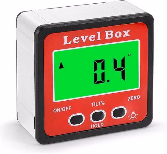 Misuratore digitale ad angolo con base magnetica e illuminazione LCD – preciso per la lavorazione del legno, l'edilizia e la muratura