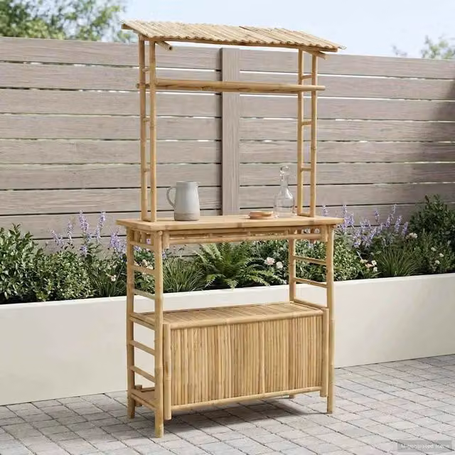 Tavolo da bar da esterno Naturale 110 x 50 x 210 cm Bambù 42028062