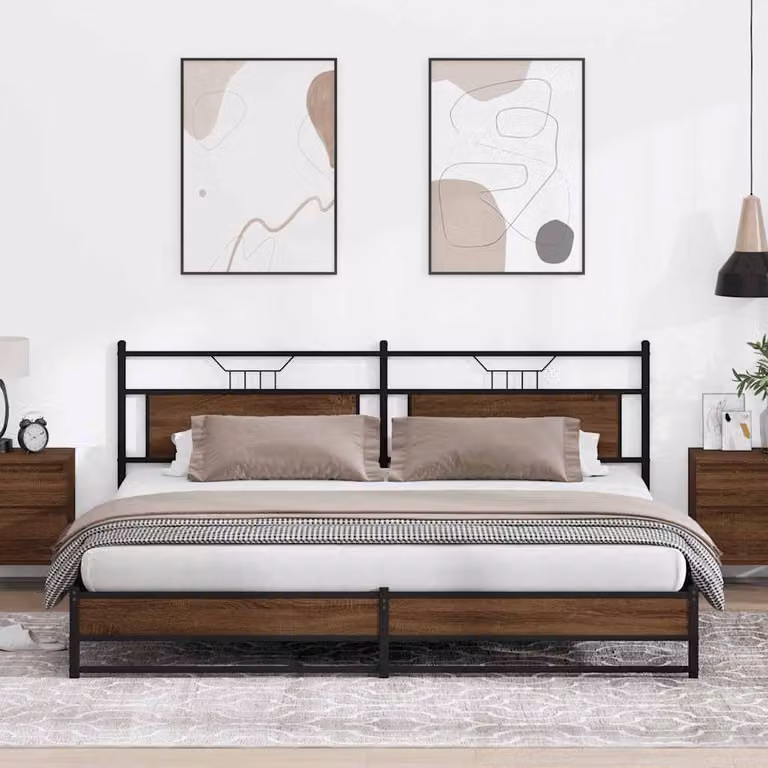 vidaXL Giroletto in Metallo e MDF Marrone Rovere L/P/H: 200 x 160 x 207 cm