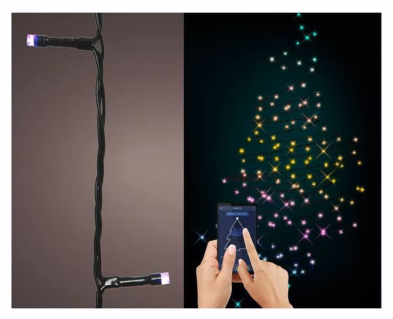 Catena luminosa a LED con Bluetooth, multicolore, lunghezza 9,9 metri, 50 LED, controllo tramite app