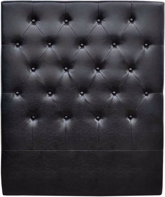 Testiera del letto imbottita Déco in ecopelle nera da appendere al muro, Larghezza: 99 cm – 1