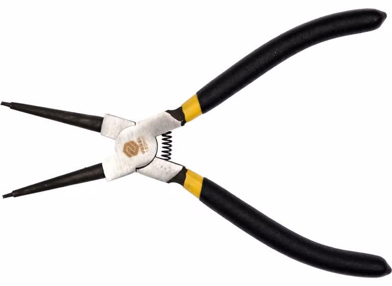 Pinza a becchi dritti per anelli di sicurezza interni, lunghezza 180 mm, cromata
