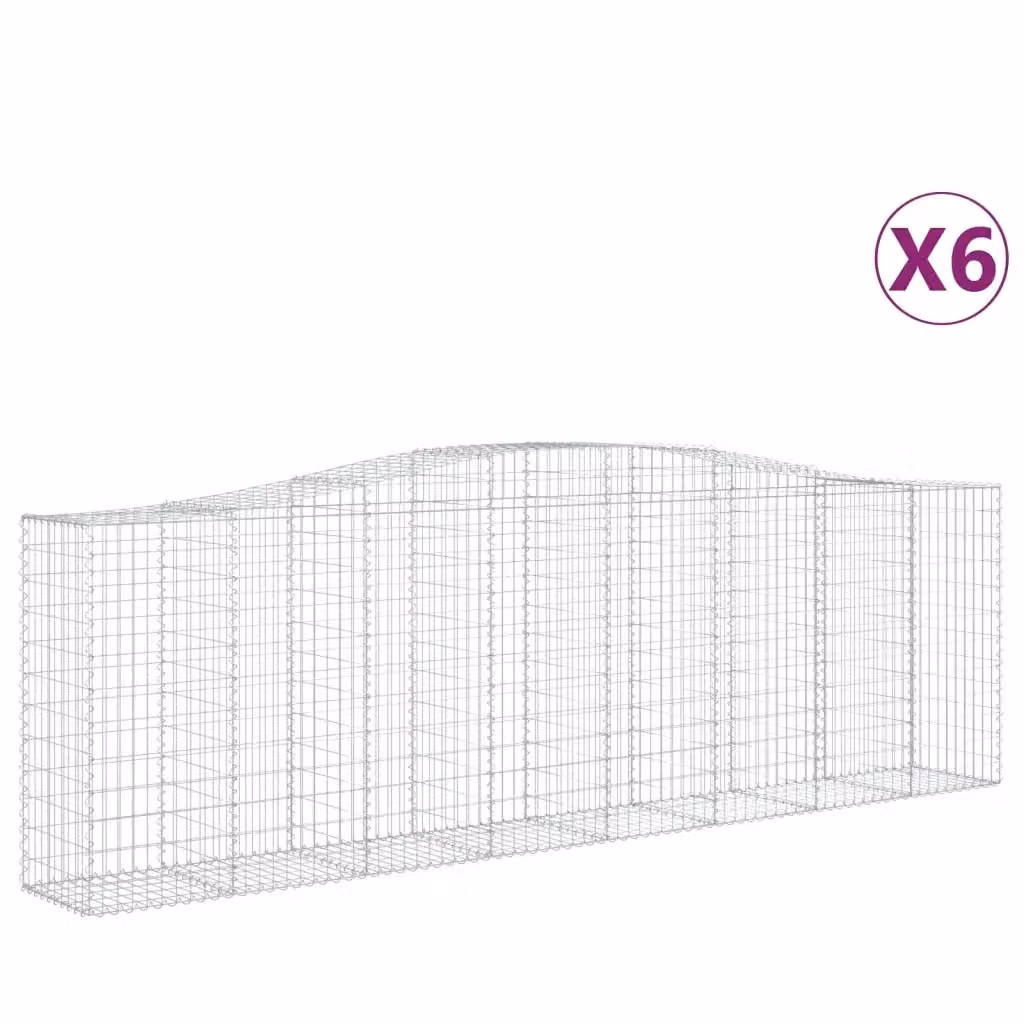Set di 6 Cesti Gabbioni ad Arco in Acciaio Zincato Colore Argento L: 400 cm, P: 50 cm, H: 120/140 cm – 2