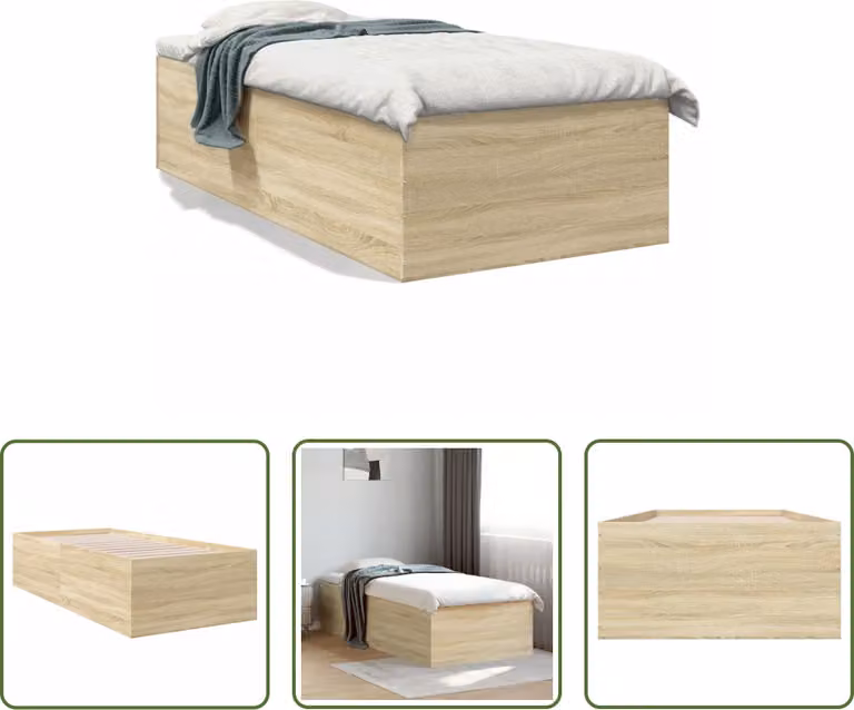 The Living Store struttura letto rovere Sonoma 100x200 cm materiale a base di legno