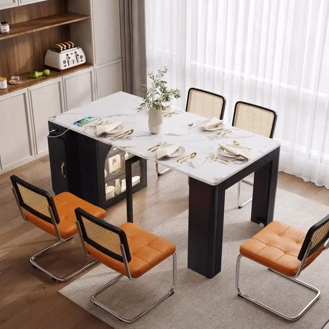 Tavolo da Pranzo Allungabile con Ruote e Piano Rimovibile ¨C MINIMAL ¨C Nero