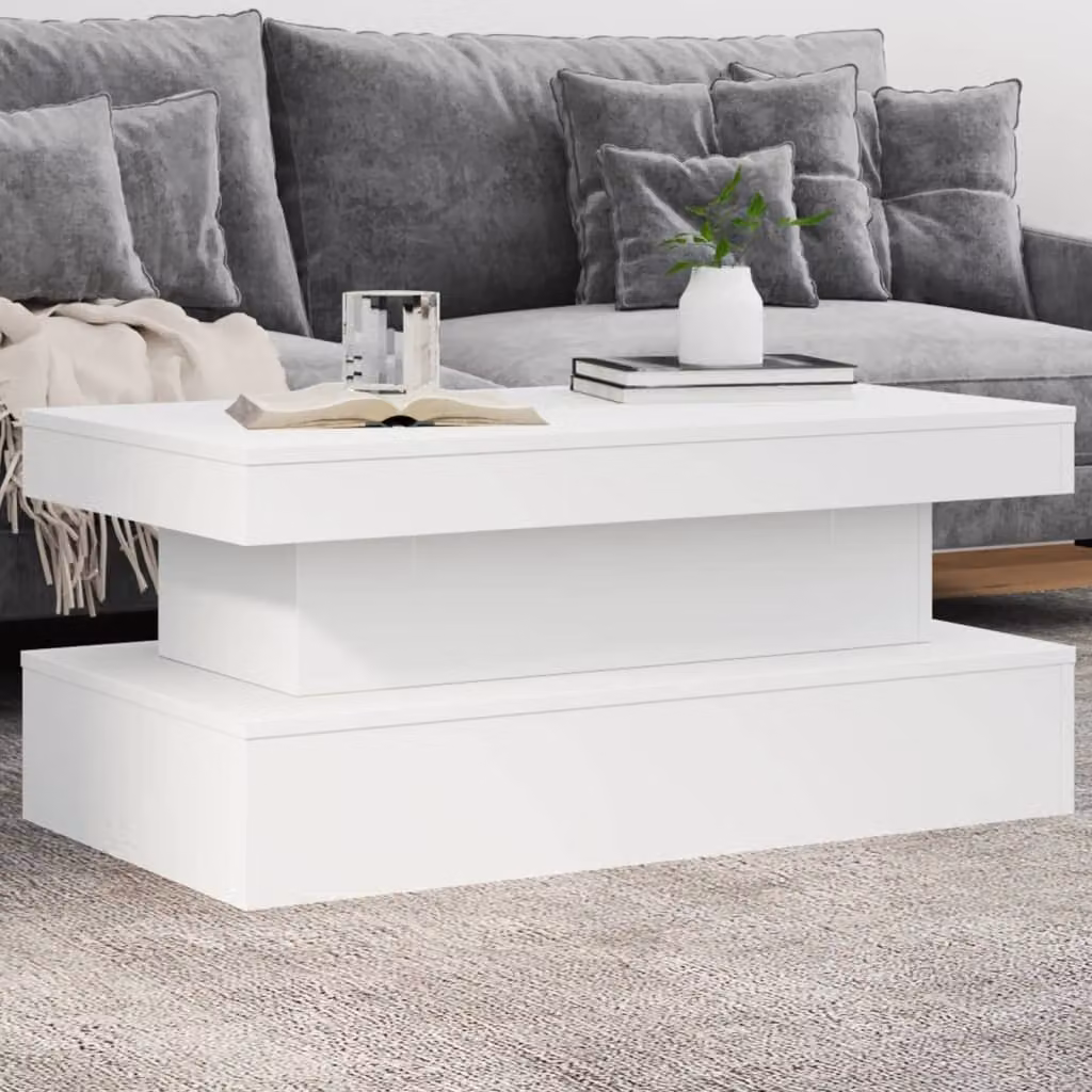 vidaXL Tavolino da Soggiorno Moderno Bianco Lucido L: 90 cm, P: 50 cm, H: 40 cm