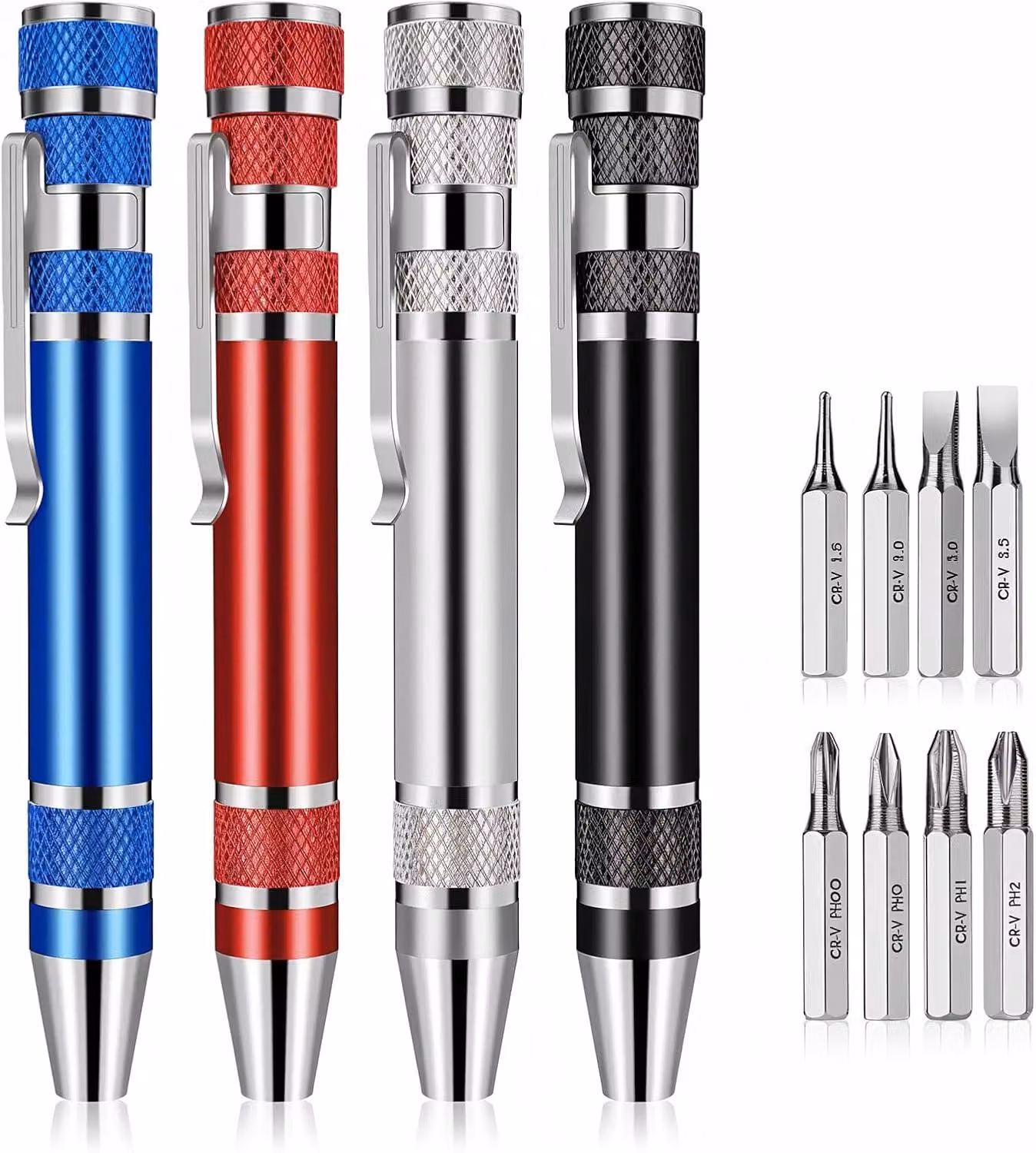 Set di cacciaviti multifunzione, 8 in 1, magnetico, composto da 4 pezzi, compatto, ideale per riparazioni