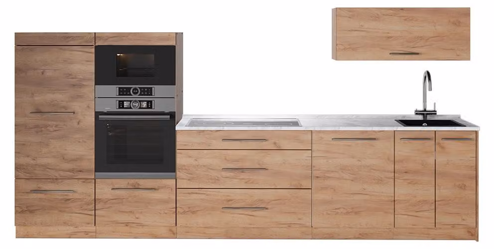 Cucina componibile Vicco Fame-Line Rovere dorato/Rovere dorato 340 cm, PL Marmo, Model 64511