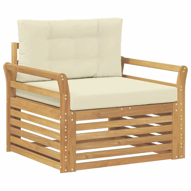Divano da esterno moderno Design In in legno di acacia con rivestimento in tessuto bianco per giardino e terrazza
