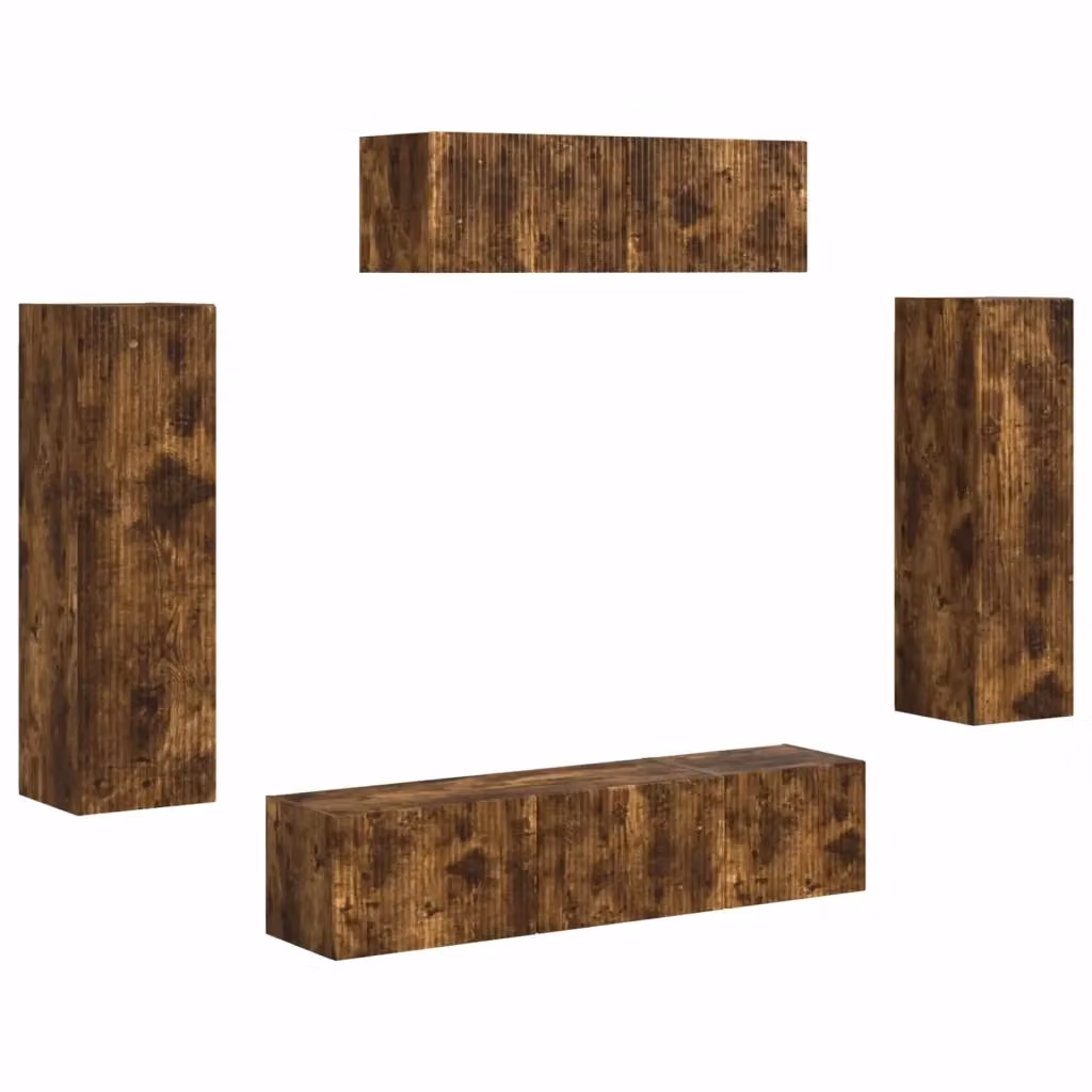 Mobile TV moderno vidaXL in legno e MDF color rovere fumé marrone con scomparti multimediali – 2