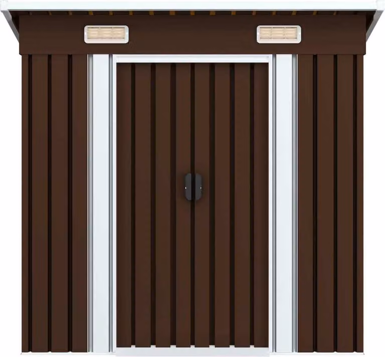 Capanno Attrezzi da Giardino Marrone 194x121x181 cm in Acciaio