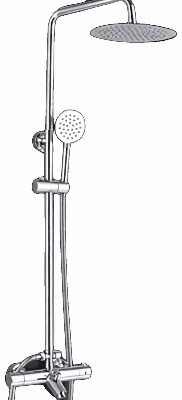 Sistema doccia, soffione da incasso a soffitto da 10 pollici, tubo flessibile per doccia da 1,5 metri, altezza regolabile da 81 a 117 cm, doccetta manuale di lunghezza 23,5 cm, struttura in ottone