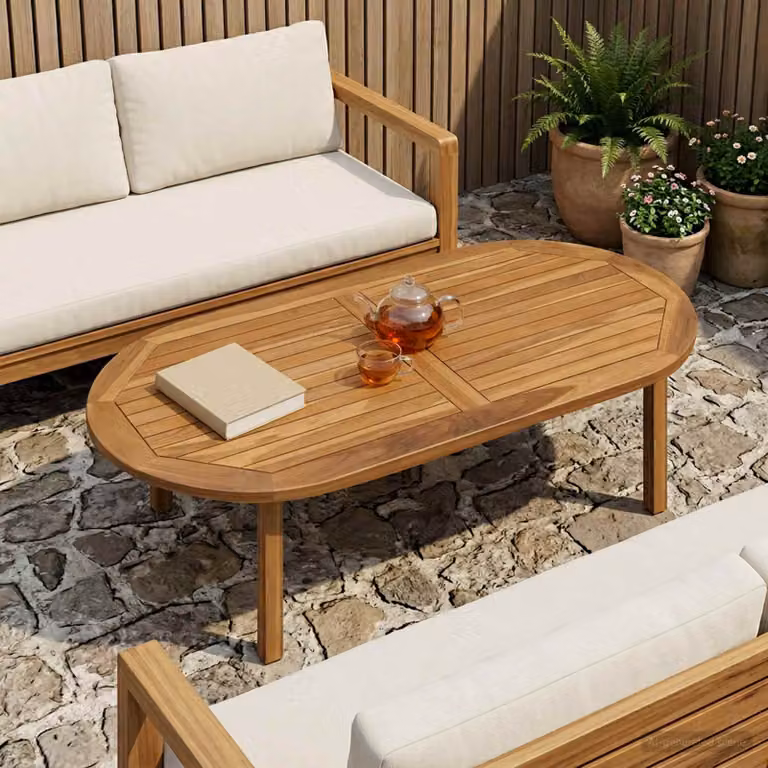 Piano del tavolo ovale in legno di teak massiccio vidaXL, colore marrone naturale, L: 110 cm, P: 55 cm, H: 2,5 cm