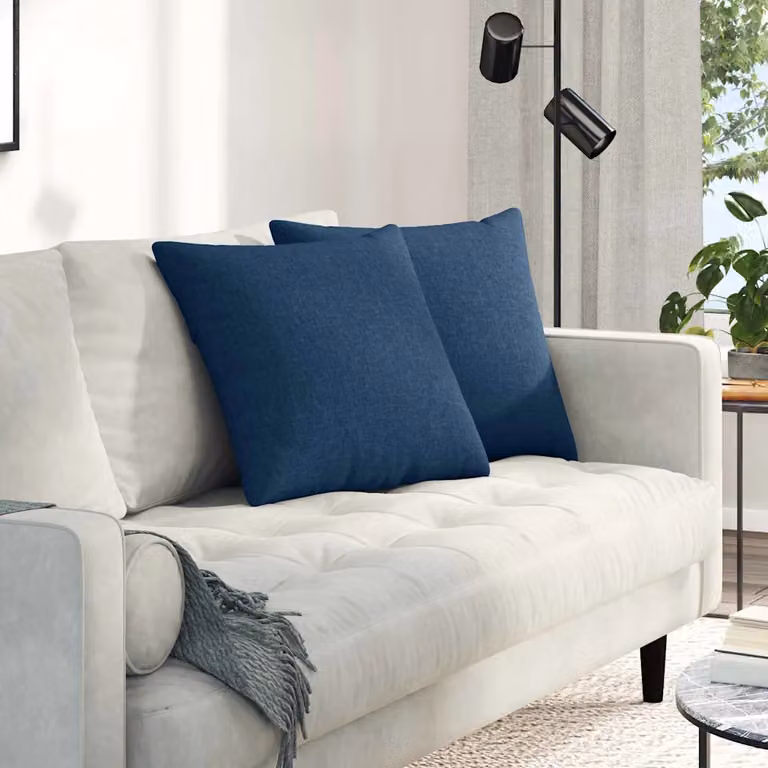 Set di 2 cuscini da divano quadrati vidaXL in tessuto blu con fodera rimovibile, L 50 cm x P 50 cm x H 50 cm