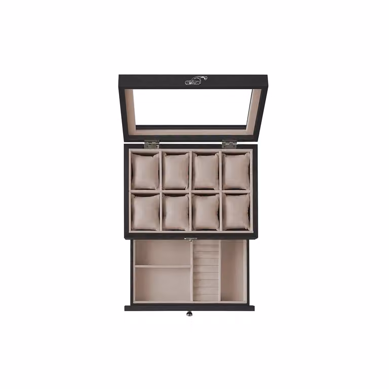 Scatola Porta Orologi Porta Gioielli Marrone | SONGMICS, Nero Ebano