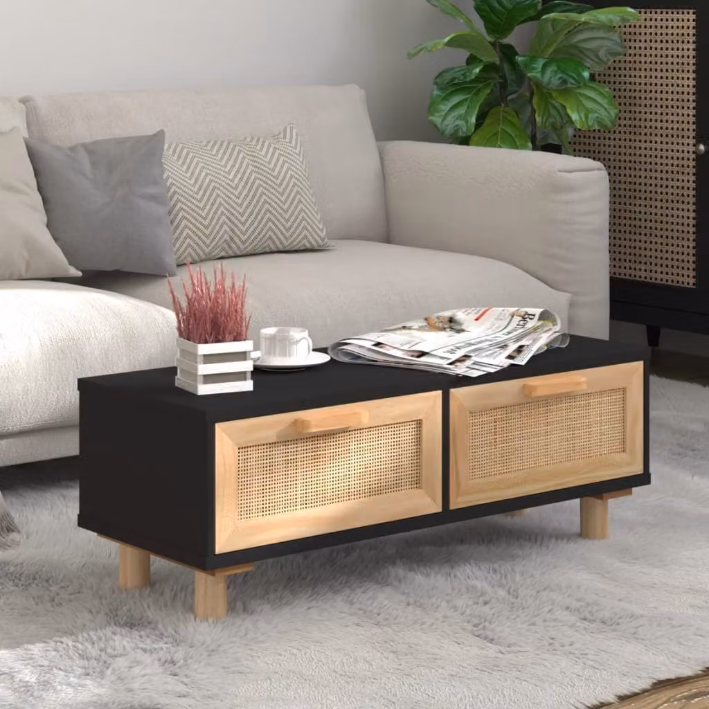 Maison Exclusive - Tavolino da caffè nero, 80x40x30 cm, realizzato in legno composito e legno massello di pino