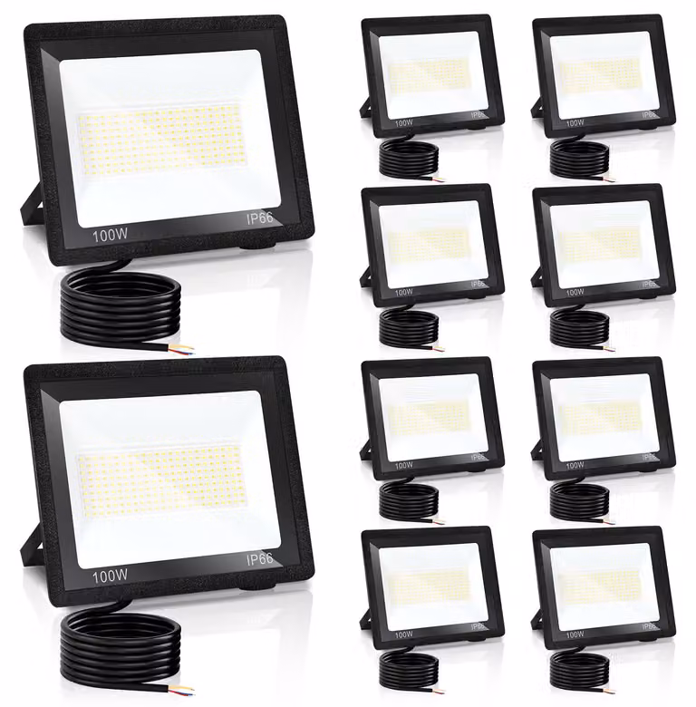 Ikodm, faretto LED da esterno, 100W, grado di protezione IP66, con 3 temperature di colore: 3000K/4000K/6500K, confezione da 10