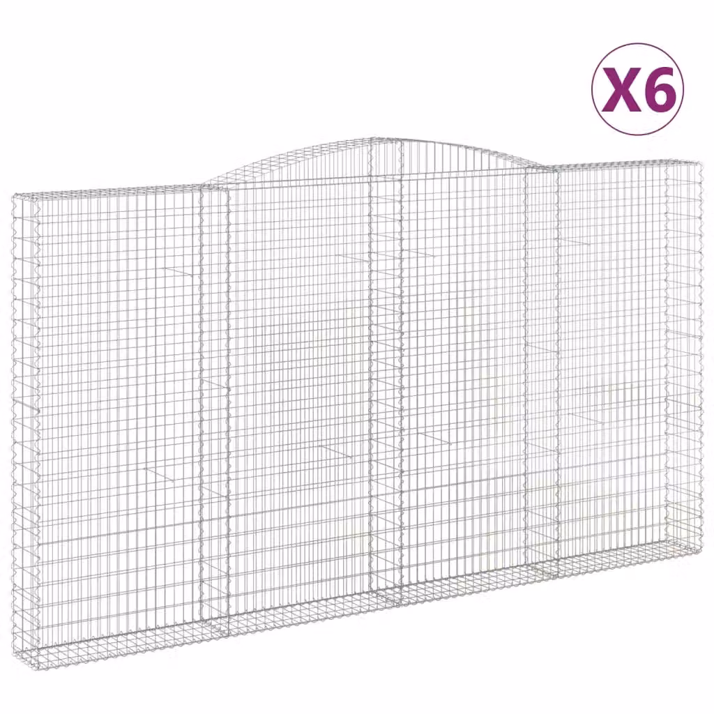 Set di 6 Cesti Gabbioni ad Arco Videx in Acciaio Zincato Colore Argento L: 400 cm, P: 30 cm, H: 220/240 cm – 2