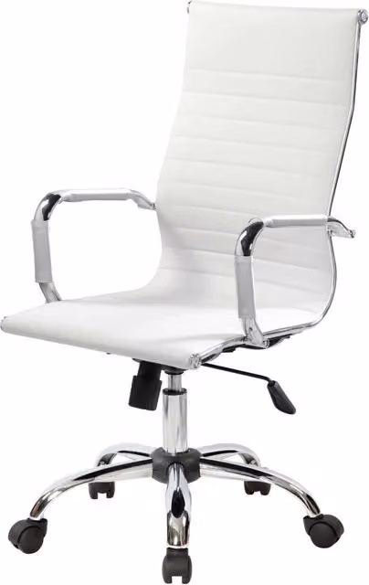 Sedia da ufficio DMORA Omarama con ruote e braccioli, ecopelle, Grigio e Bianco, L: 63 cm, P: 54 cm, H: 116 cm