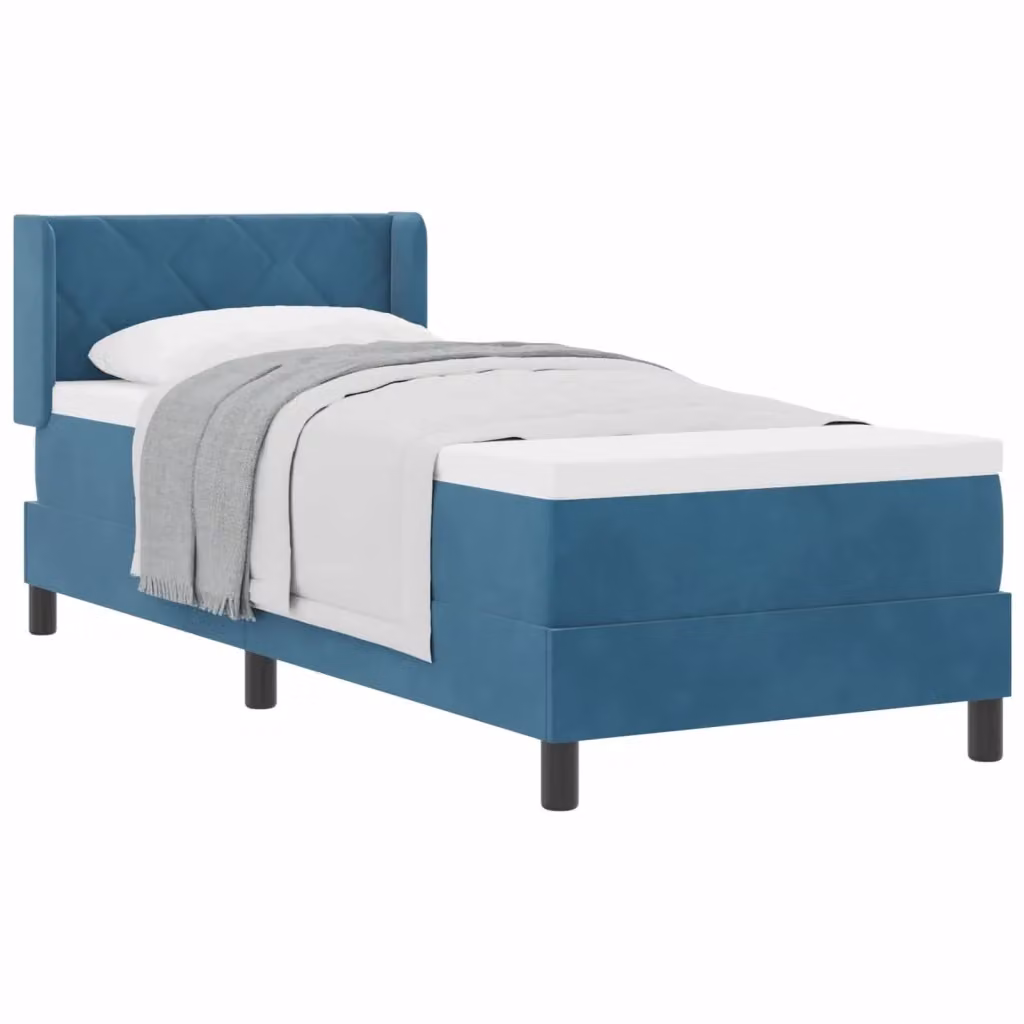 Letto ibrido con materasso e testiera vidaXL in velluto blu, L/P: 200 x 80 cm – 2