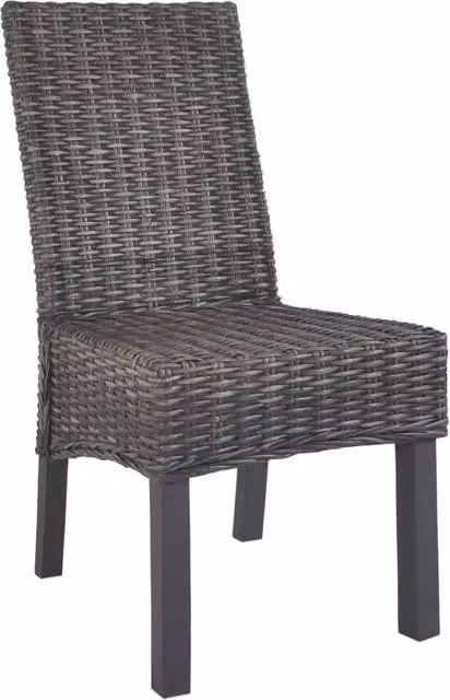 Set di 2 sedie da pranzo vidaXL in rattan e legno di mogano colore marrone e grigio