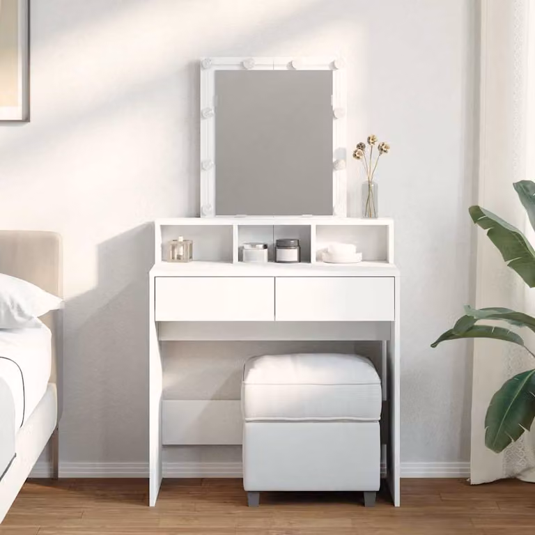 vidaXL Toeletta Hollywood LED Bianca L: 80 cm, P: 41 cm, H: 144,5 cm