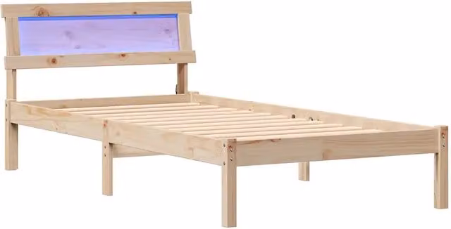 Letto singolo moderno in legno di pino massello marrone L 80 cm x P 190 cm