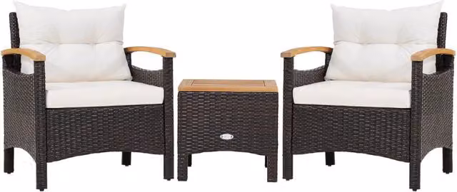 Set di mobili da patio 3 pezzi con cuscino rimovibile accoglienti braccioli, Set di divani in rattan per esterni