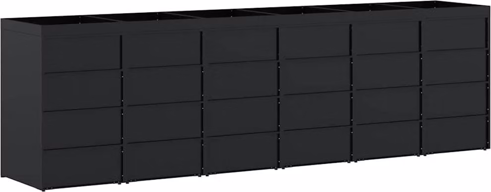 Contenitore per Rifiuti per 6 Bidoni Nero 408 x 77,5 x 121,5 cm