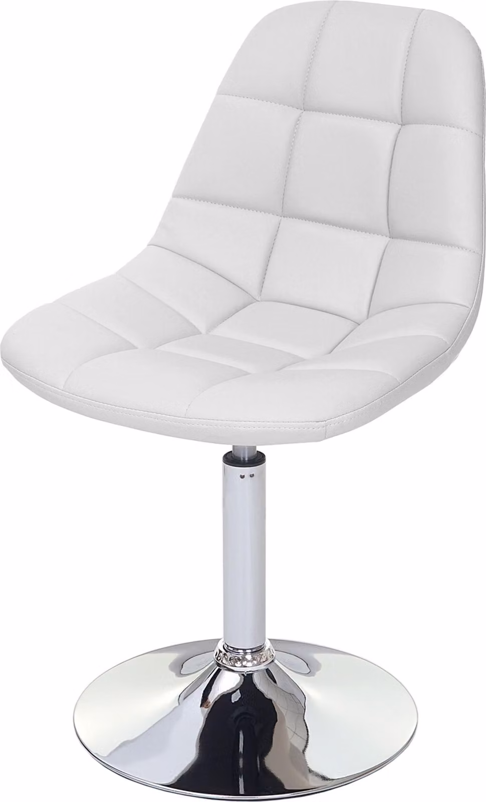 Set di 2 sedie da sala da pranzo | A x L x P 84 x 47 x 50 cm | Altezza seduta 46 cm | Cromo | Pelle finta bianca | Sedia girevole