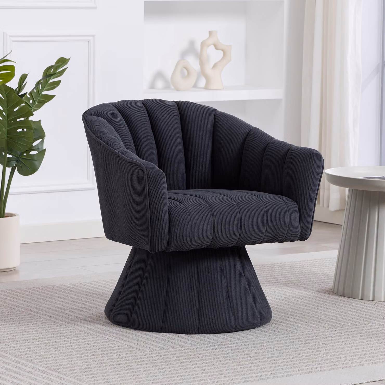 Sedia girevole ergonomica Gomyway in velluto grigio con braccioli e schienale avvolgente, L: 70 cm, P: 66 cm, H: 72 cm – 2