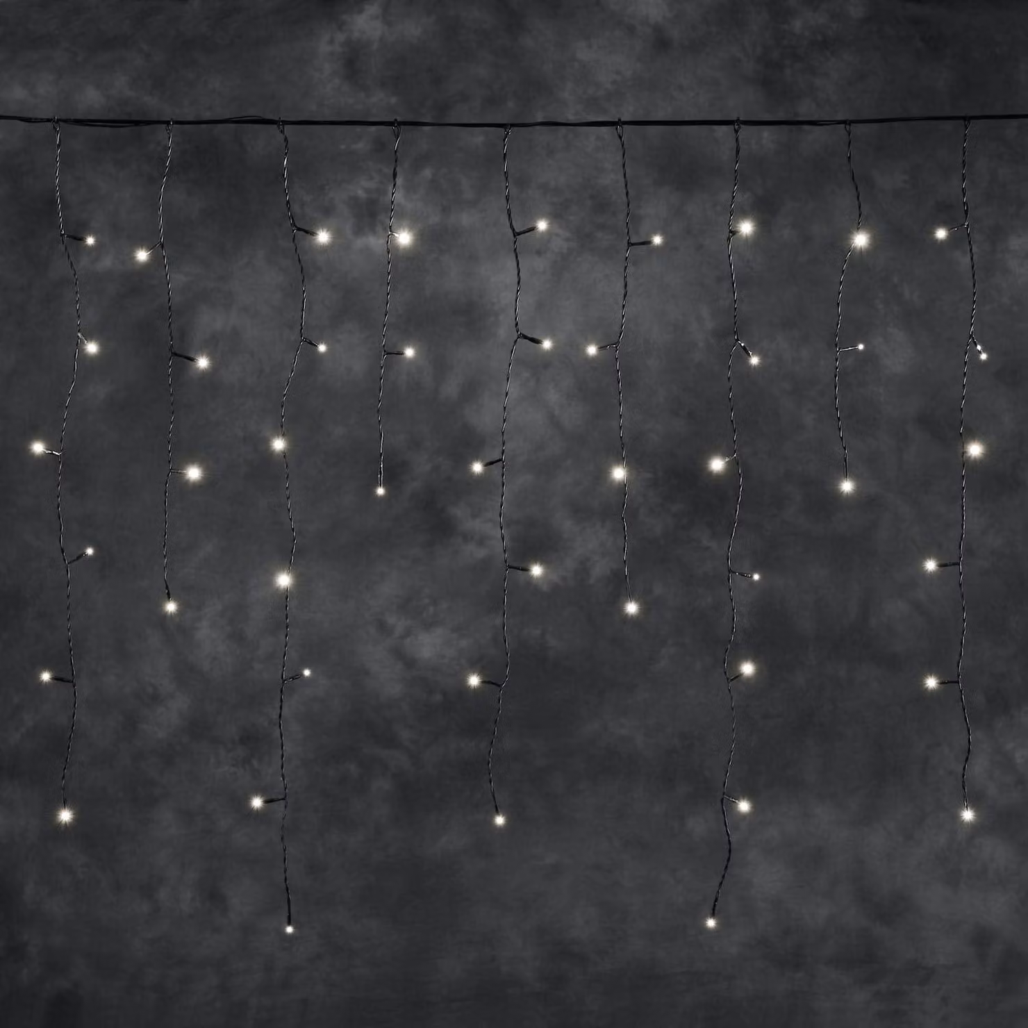 Catena luminosa a LED effetto pioggia di ghiaccio, 100 LED bianco caldo, grado di protezione IP44, colore nero