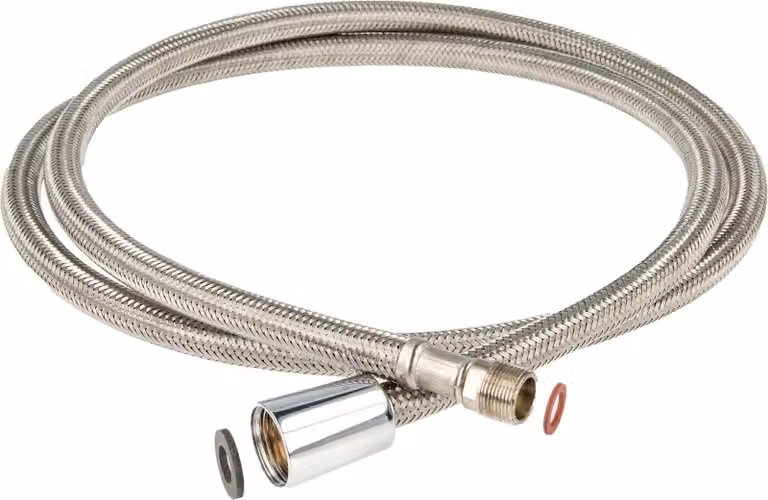 tecuro tubo doccia di ricambio per cucina M15/1 x 1/2 dado conico x 150 cm - acciaio inox