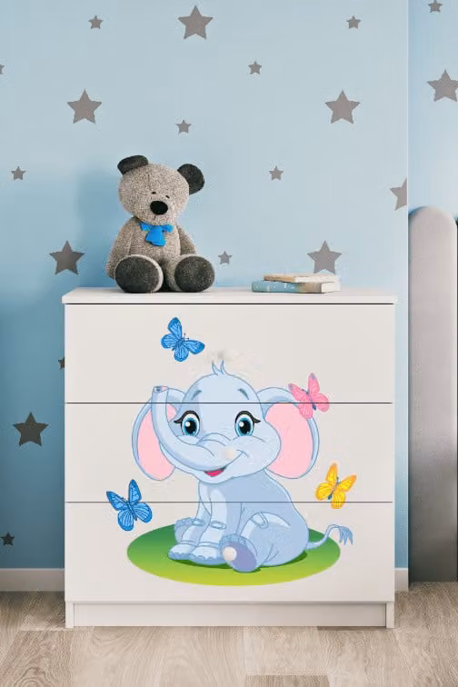 Cassettiera per bambini elefante nel colore bianco Babydreams