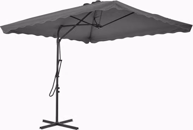 Ombrellone Quadrato da Esterno Trade Shop Traesio con Palo Decentrato e Base, Grigio, L 250 x P 250 cm