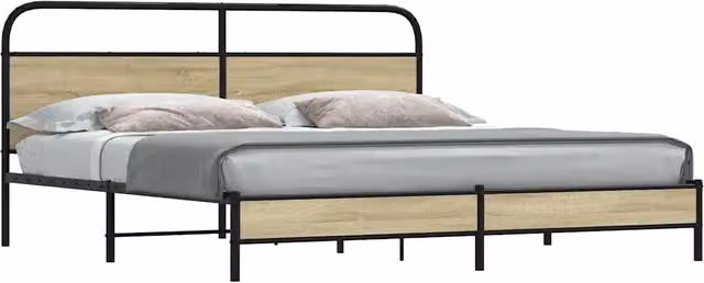 Giroletto senza Materasso in Metallo-Struttura Letto Rovere Sonoma 193x203 cm 930407