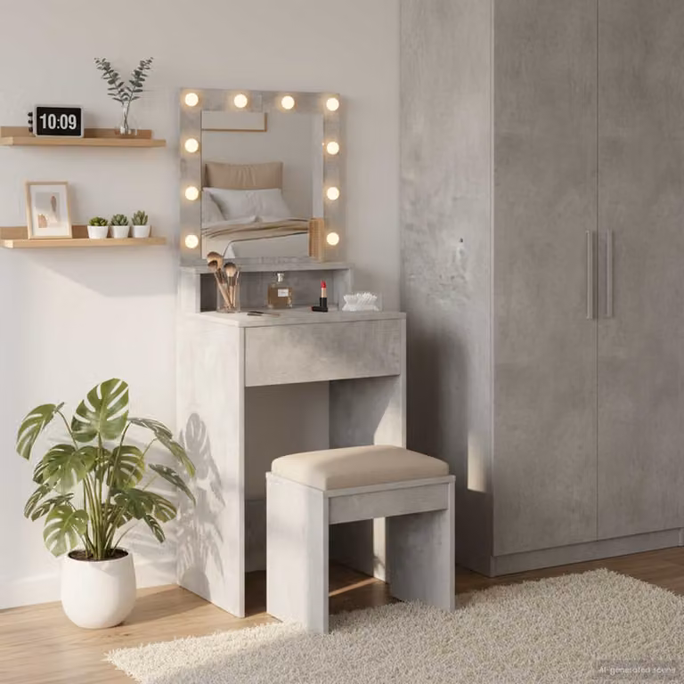 vidaXL Tavolo da Trucco Moderno Grigio L: 50 cm, P: 41 cm, H: 135 cm