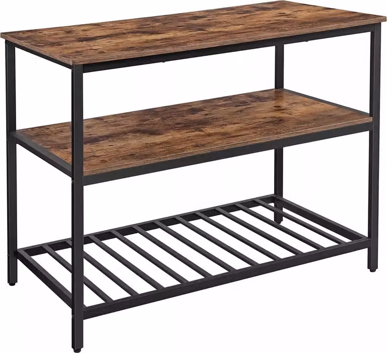 In And OutdoorMatch Scaffale da cucina in piedi Neil - 3 livelli - Scaffale per panetteria - Scaffale per microonde - Metallo e legno - 120x60x90cm