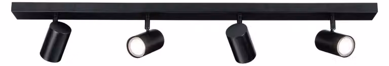 Lampada a soffitto LED Ledvion, nera, rettangolare, 4 luci, attacco GU10, 3W, luce bianca neutra