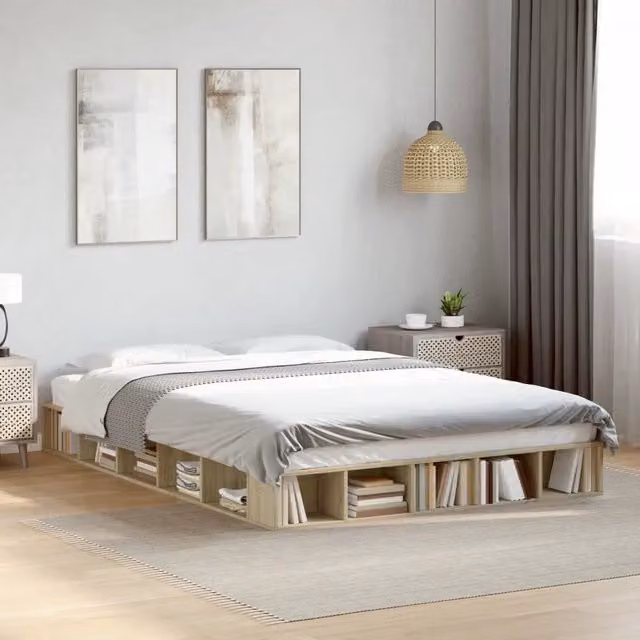 Letto Giroletto vidaXL in Legno Rovere Sonoma Marrone L/P/H: 200 x 140 x 30 cm