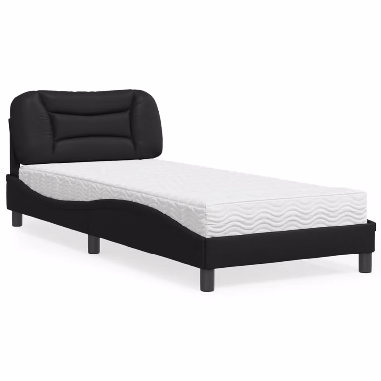 Letto con Materasso Hvar vidaXL in Similpelle Nero 90x190 cm