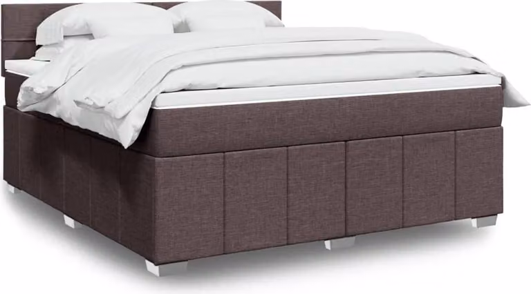 Maison Exclusive - Letto boxspring con materasso, marrone scuro, 180x200 cm, rivestimento in tessuto
