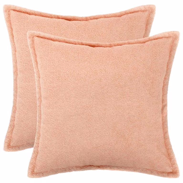 Set di 2 federe vidaXL HOUTEN rosa in tessuto bouclé, L 80 x P 80 cm