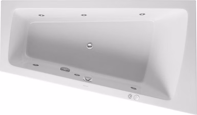 Duravit Paiova Bain à remous, à encastrer, simple dos à droite, bâti-support, garniture de vidage et de trop-plein chromée, système Jet, 1700x1000mm, 760213000JS1000, 760213000JS1000