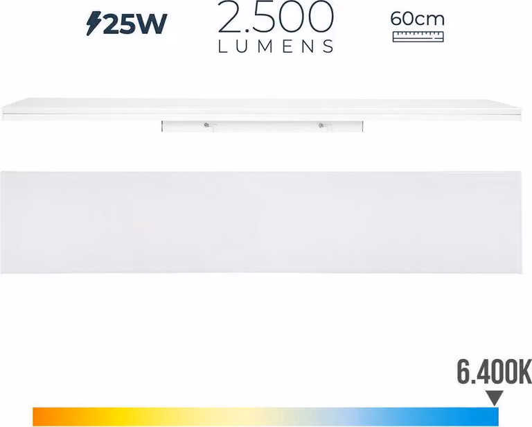 Striscia LED 25w 6400k luce fredda 2500lm 12x60x4.5cm edm