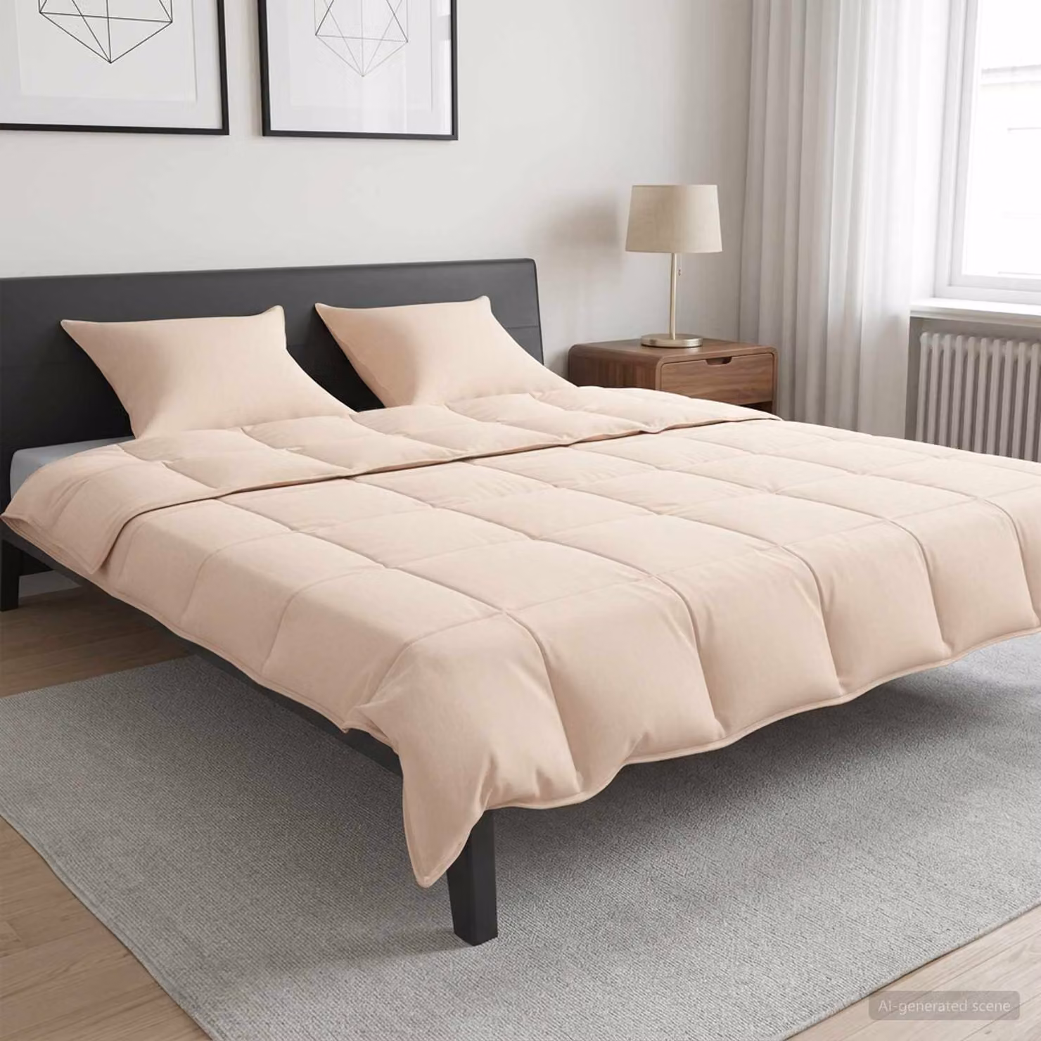 Set di 2 piumoni vidaXL per tutte le stagioni in cotone e fibra, beige, L 260 x L 220 cm
