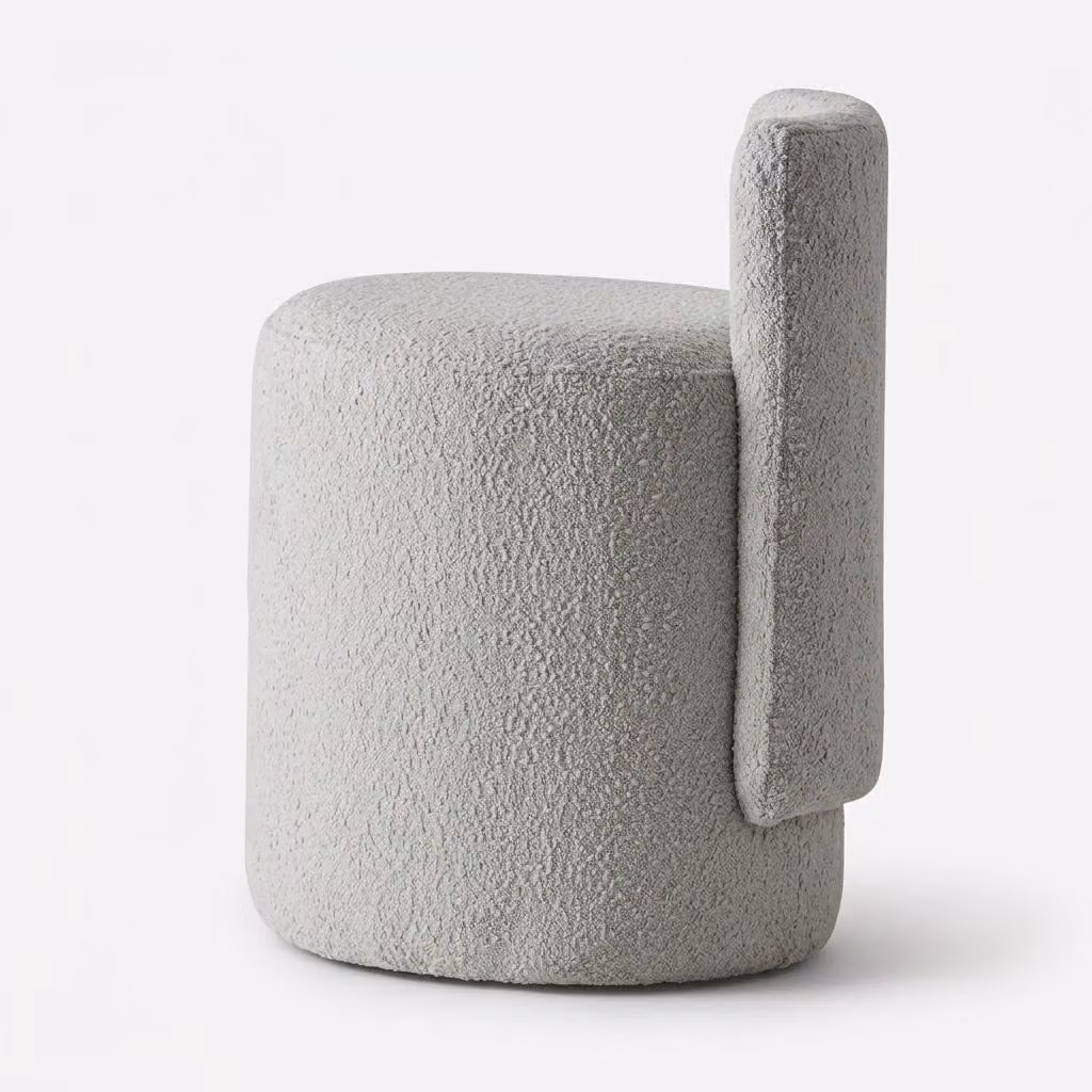 Pouf moderno grigio, imbottito, rotondo, ideale come seduta