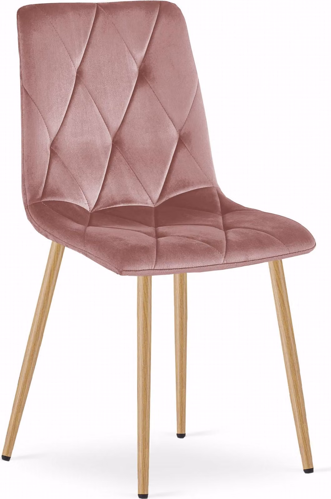 Sedia LIBRA - velluto rosa / gambe in legno x 1